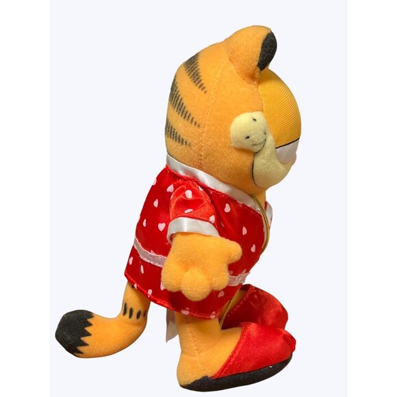 Garfield Plush Doll In Red Heart Pajamas - Picture 5 of 9